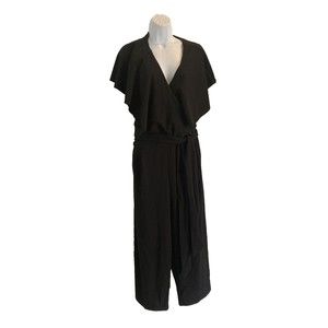 City Chic EVELYN Flutter Sleeve Wide Leg Jumpsuit Size XL (22) Black NWT